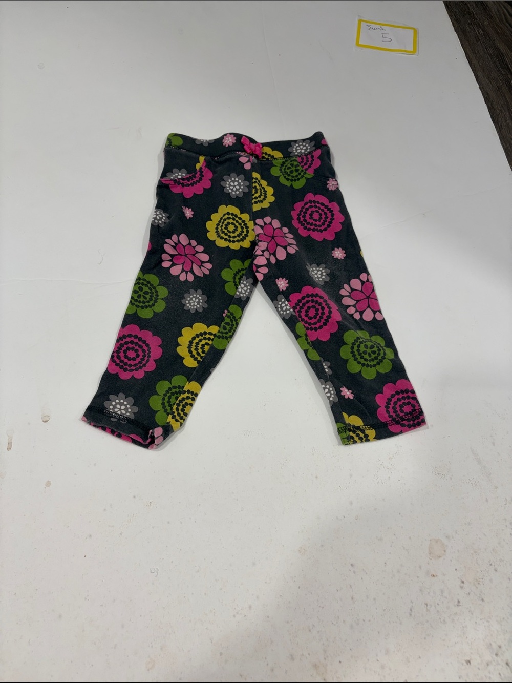 Carter's Black Leggings with Pink, Green & Yellow Floral Print